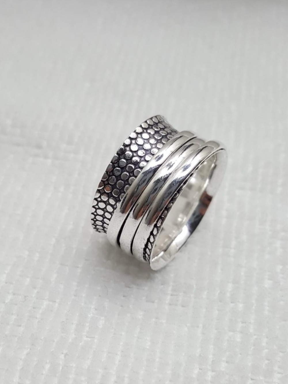 925 Silver Textured Spinner Ring Band